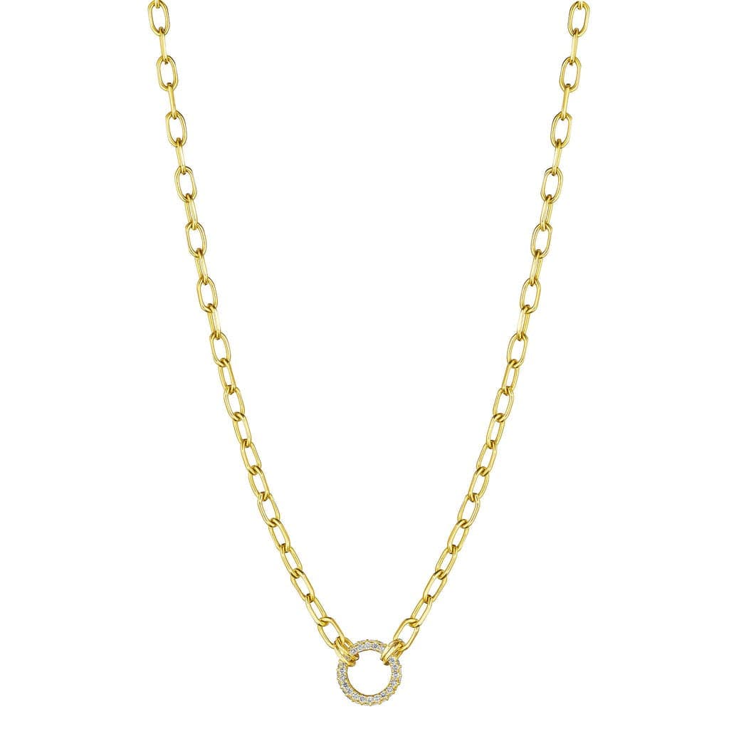 Penny Preville 18K Yellow Gold Diamond Ring Link Chain Necklace