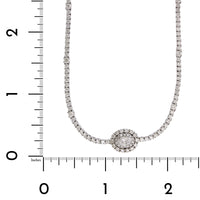 18K White Gold Oval Center Diamond Line Necklace
