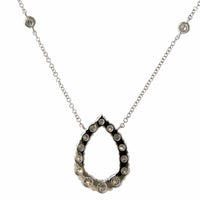 14K White Gold Open Pear Shape Diamond Necklace
