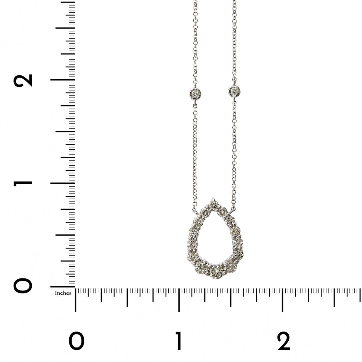 14K White Gold Open Pear Shape Diamond Necklace