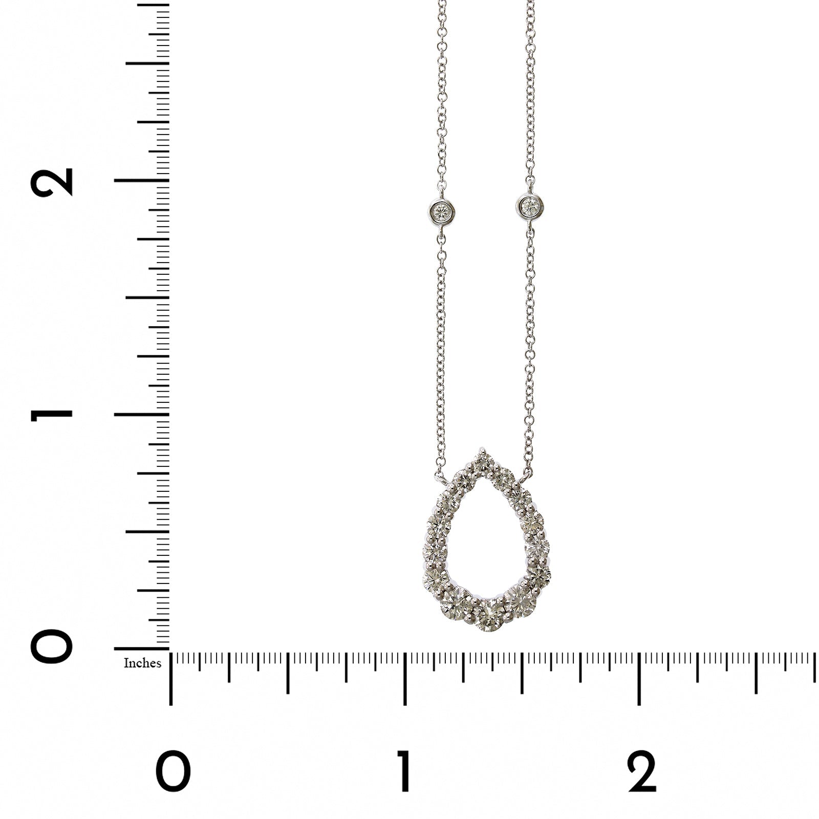 14K White Gold Open Pear Shape Diamond Necklace