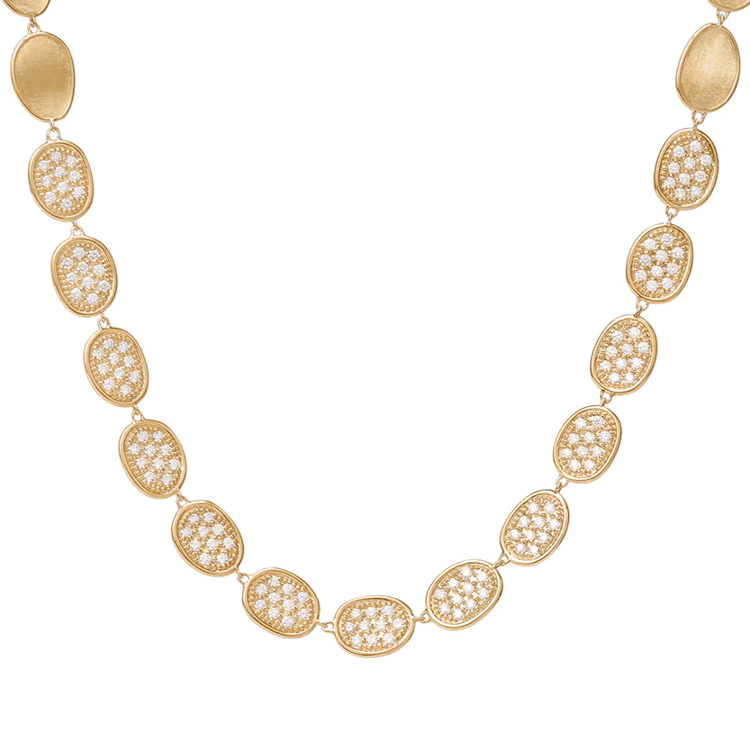 Lunaria 18K Yellow Gold Pave Diamond Necklace, Long's Jewelers