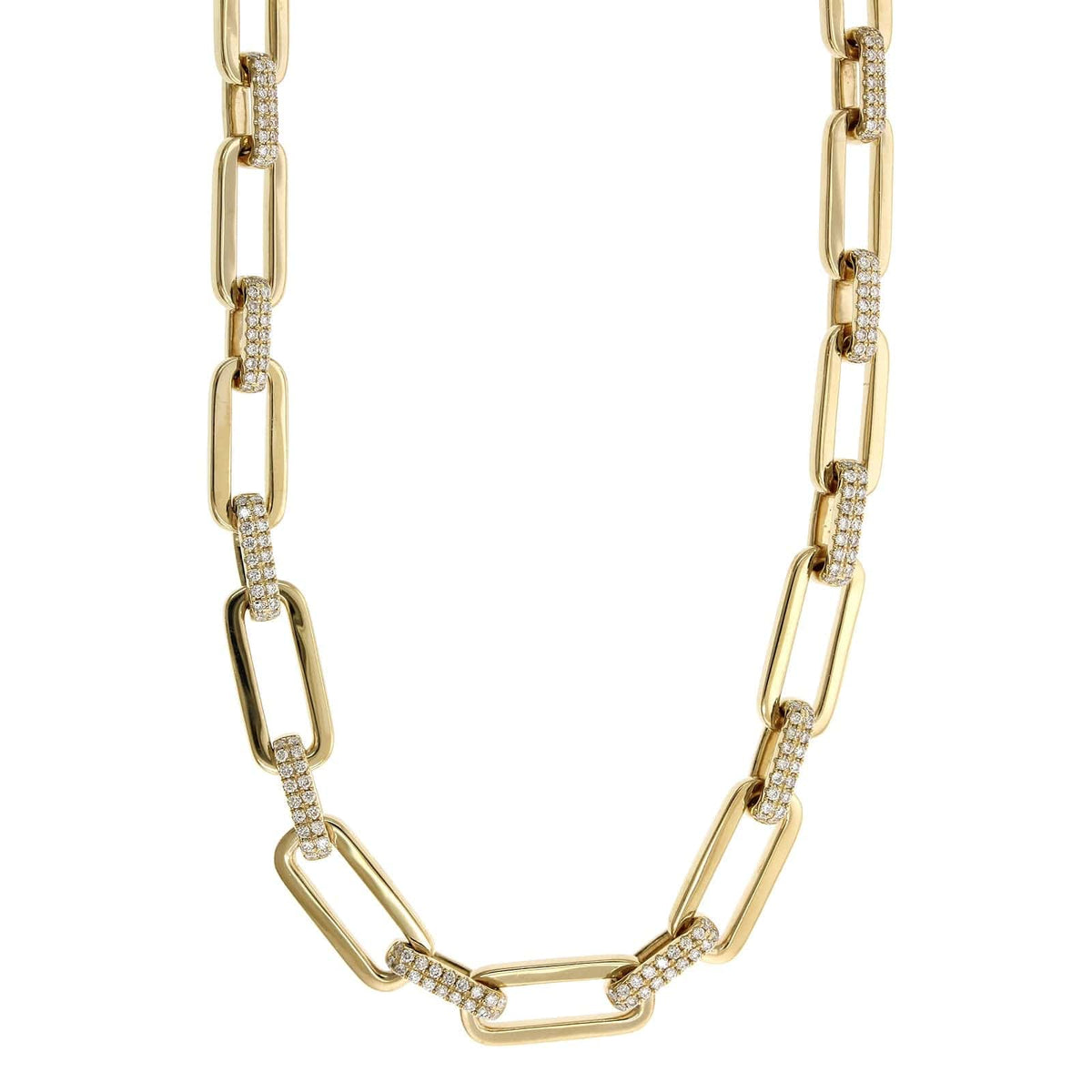 14K Yellow Gold Diamond Paperclip Chain