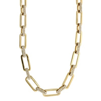14K Yellow Gold Diamond Paperclip Chain