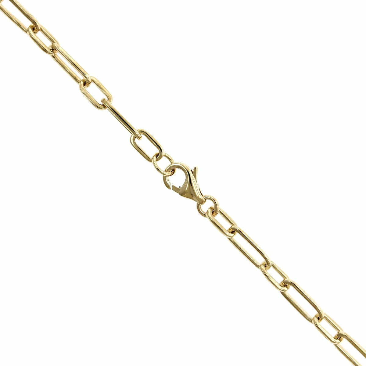 14K Yellow Gold Pave Diamond Disc Paperclip Necklace