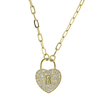 Penny Preville 18K Yellow Gold Diamond Heart Charm Lock Necklace