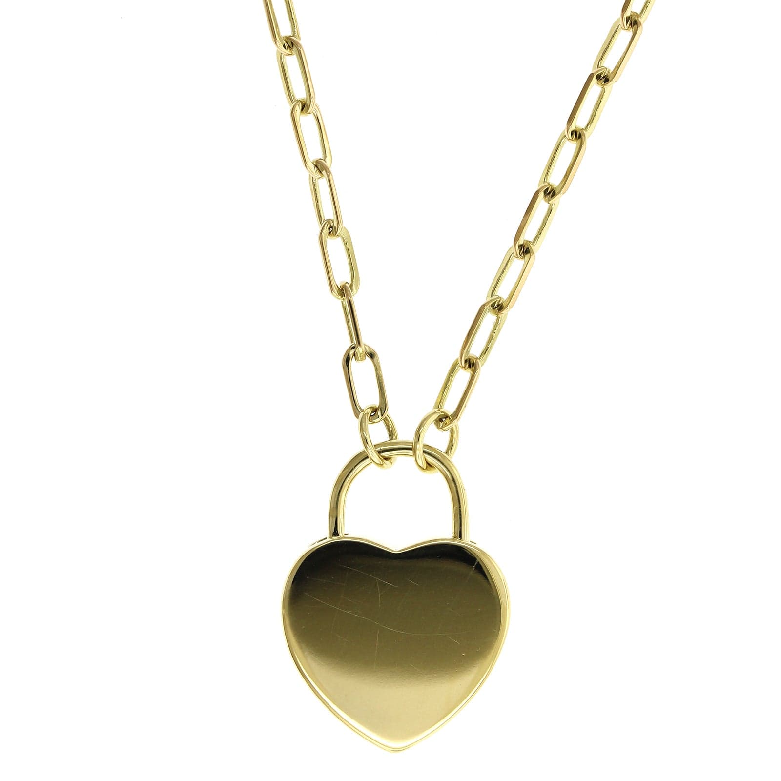 Penny Preville 18K Yellow Gold Diamond Heart Charm Lock Necklace