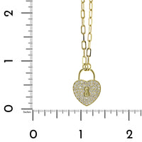 Penny Preville 18K Yellow Gold Diamond Heart Charm Lock Necklace