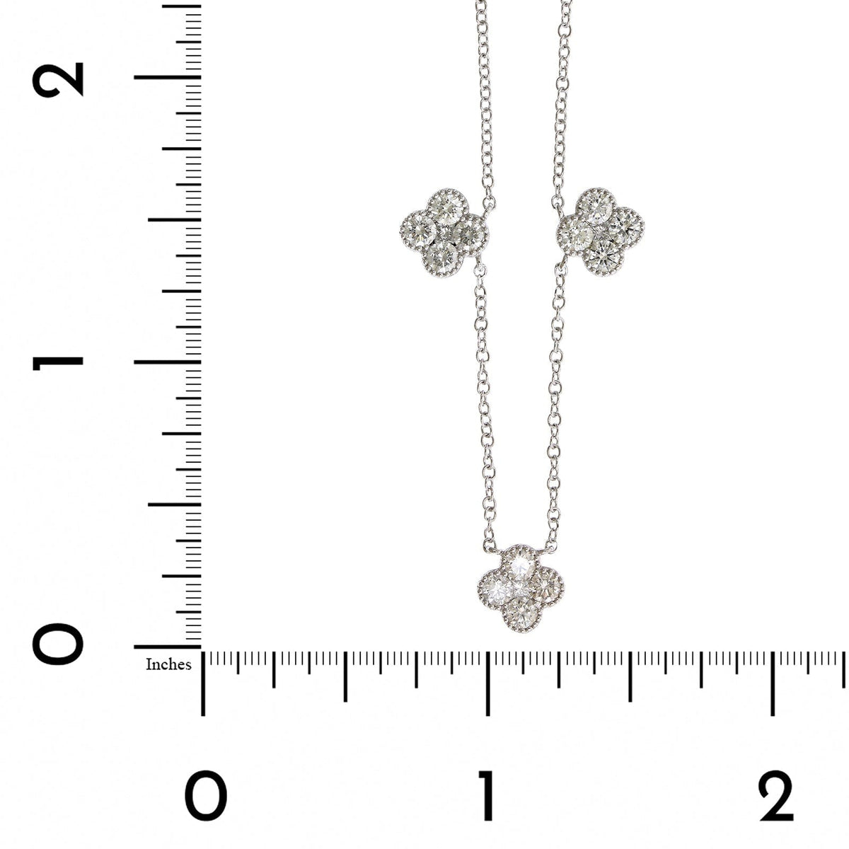 14K White Gold 5 Diamond Clover Station Necklace