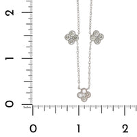 14K White Gold 5 Diamond Clover Station Necklace