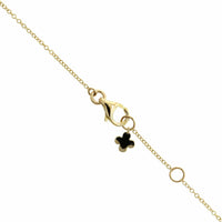 14K Yellow Gold 5 Diamond Clover Station Necklace
