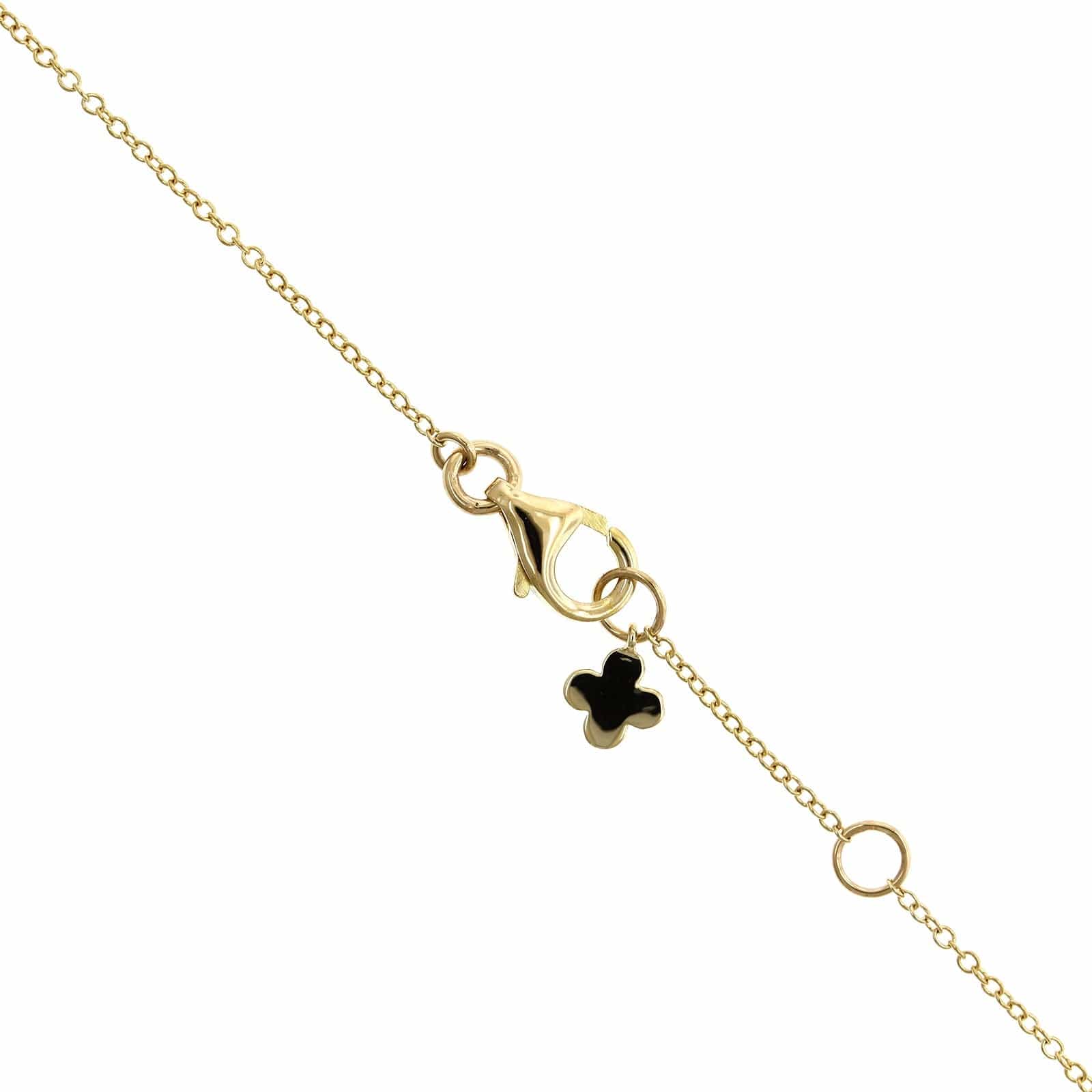 14K Yellow Gold 5 Diamond Clover Station Necklace