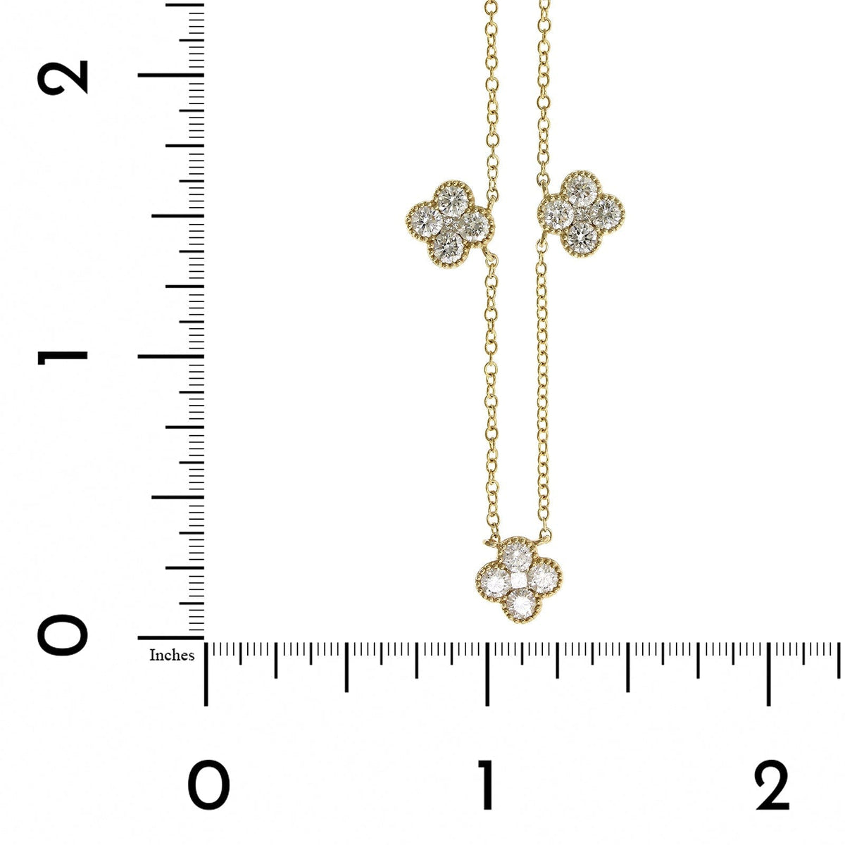 14K Yellow Gold 5 Diamond Clover Station Necklace