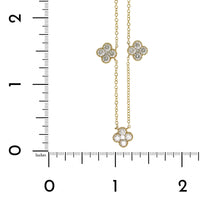 14K Yellow Gold 5 Diamond Clover Station Necklace