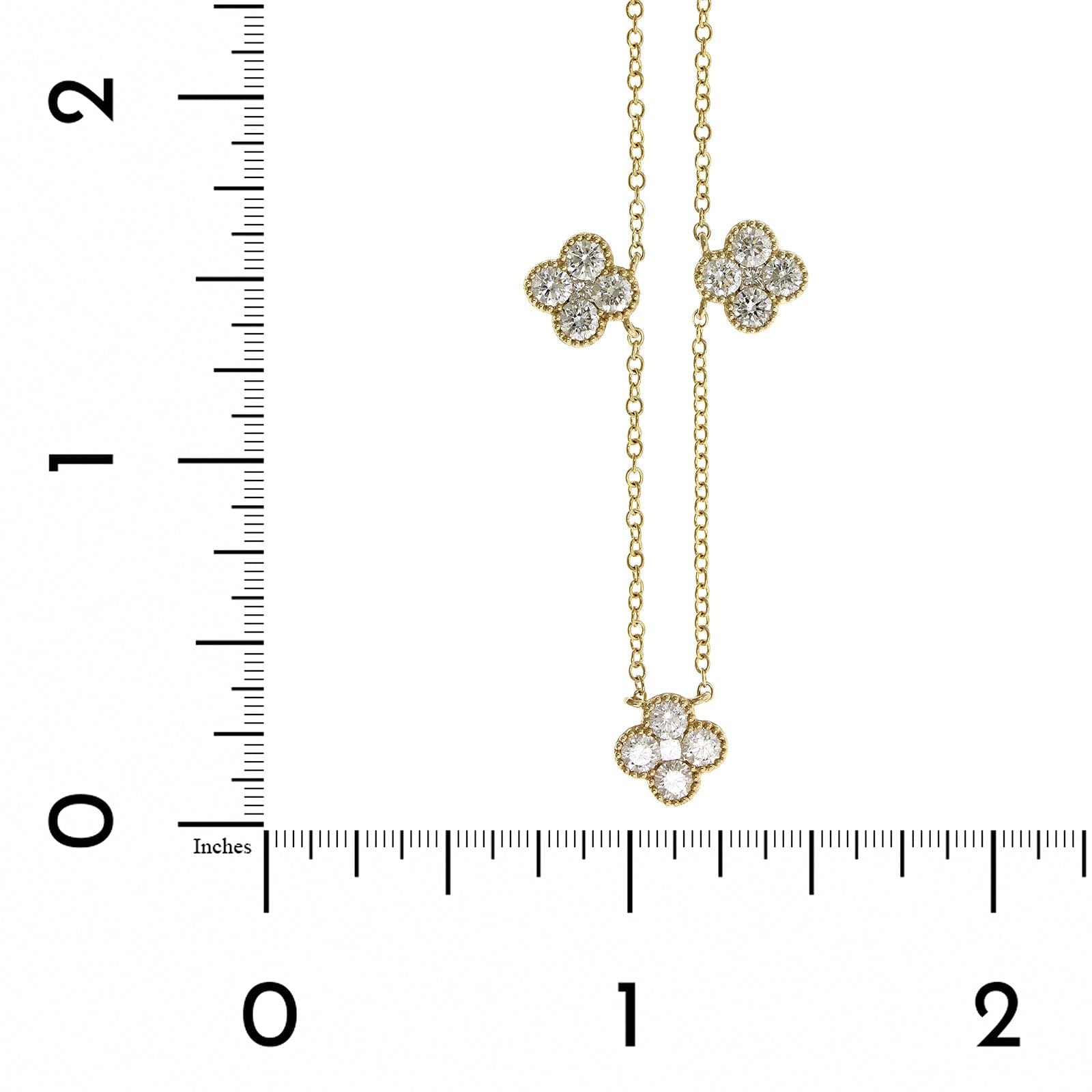 14K Yellow Gold 5 Diamond Clover Station Necklace