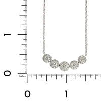 14K White Gold 5 Diamond Halo Curve Necklace