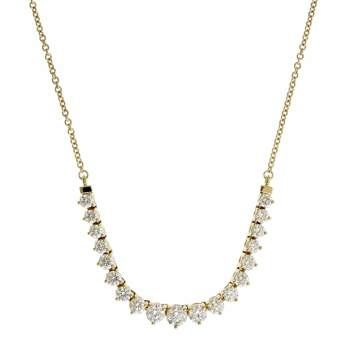 18K Yellow Gold Smiley Style Graduated Diamond Necklace, Longs Jewelers