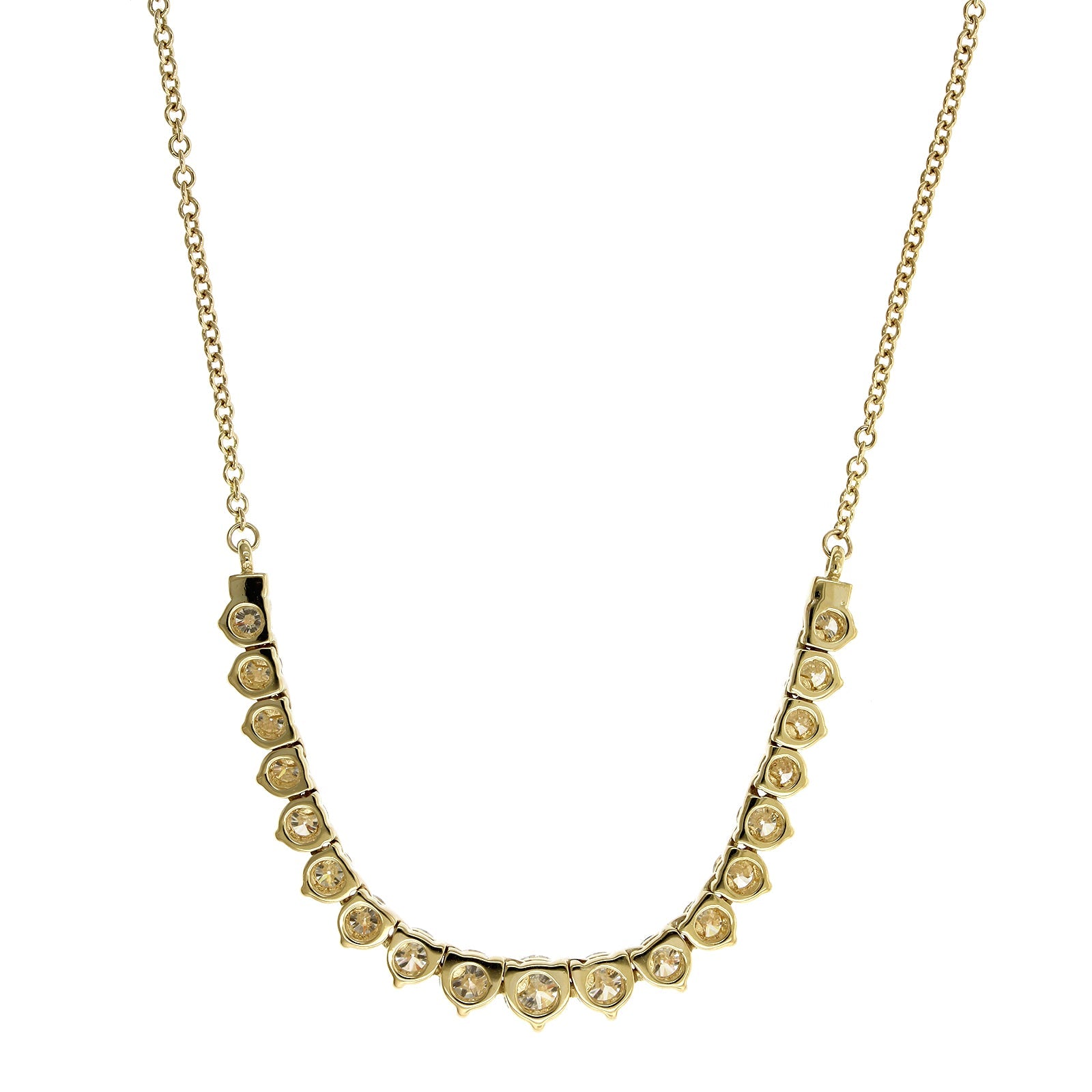 18K Yellow Gold Smiley Style Graduated Diamond Necklace, Longs Jewelers