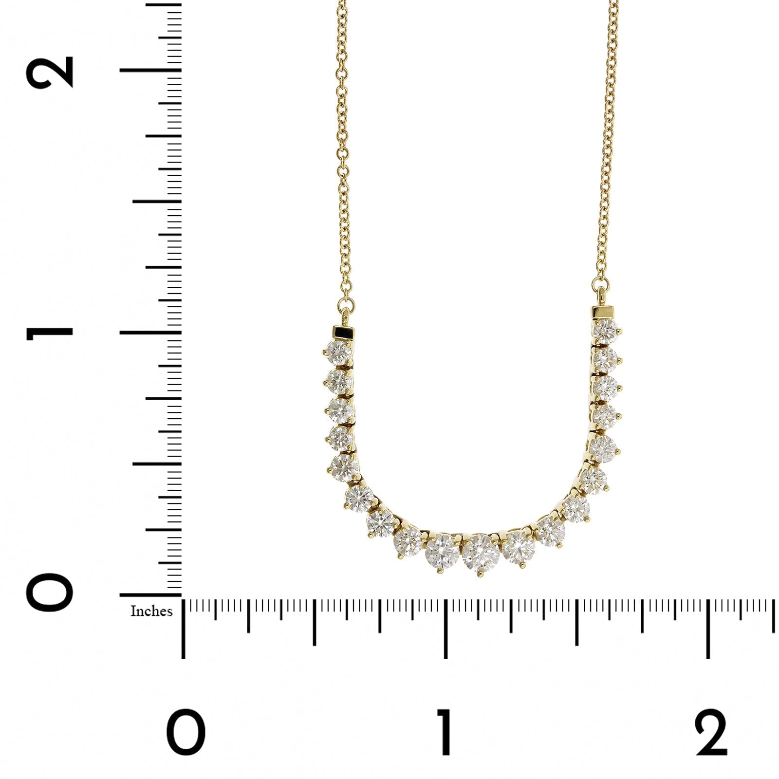 18K Yellow Gold Smiley Style Graduated Diamond Necklace, Longs Jewelers
