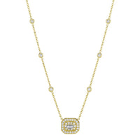 Penny Preville 18K Yellow Gold Emerald Cut Diamond Halo Necklace