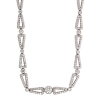 Eclat Jewels 18K White Gold Pave Diamond Link Necklace