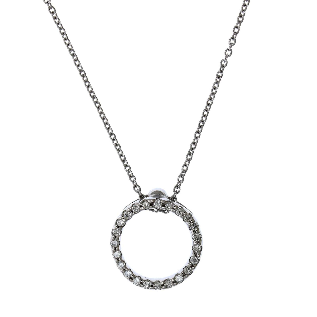 Roberto Coin 18K White Gold Diamond Circle Necklace