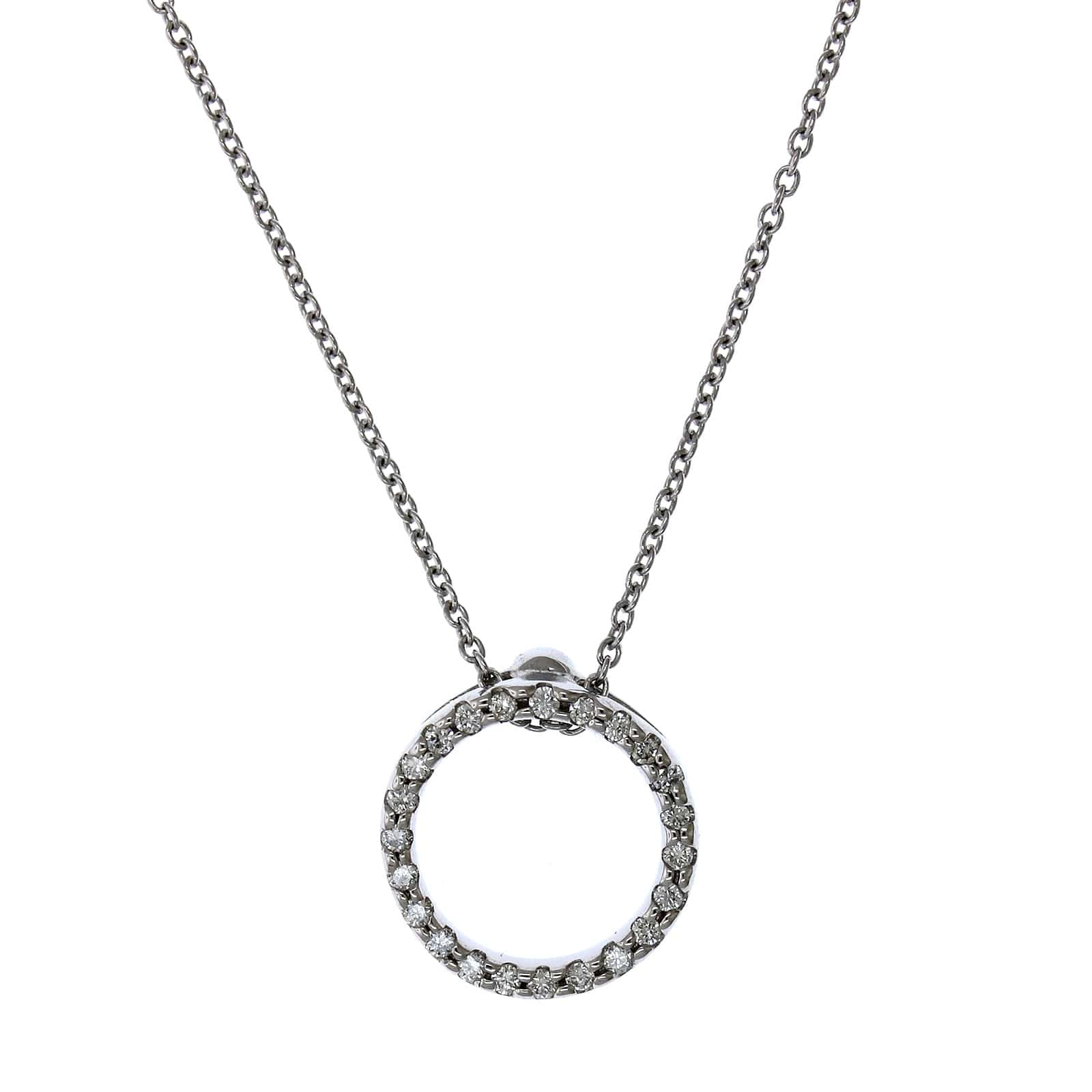 Roberto Coin 18K White Gold Diamond Circle Necklace