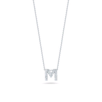 Roberto Coin 18K White Gold "M" Initial Diamond Necklace