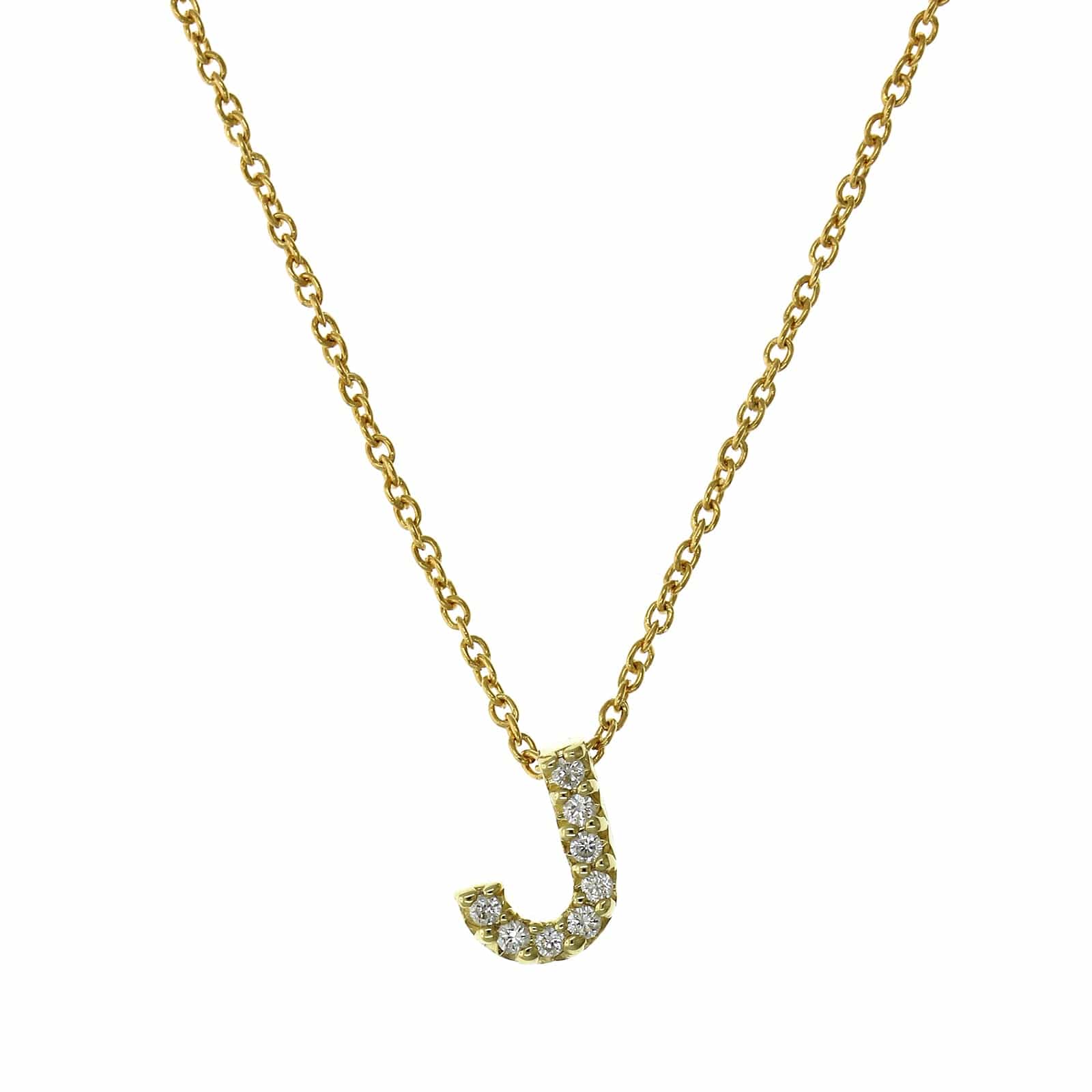 Roberto Coin 18K Yellow Gold "J" Initial Diamond Necklace