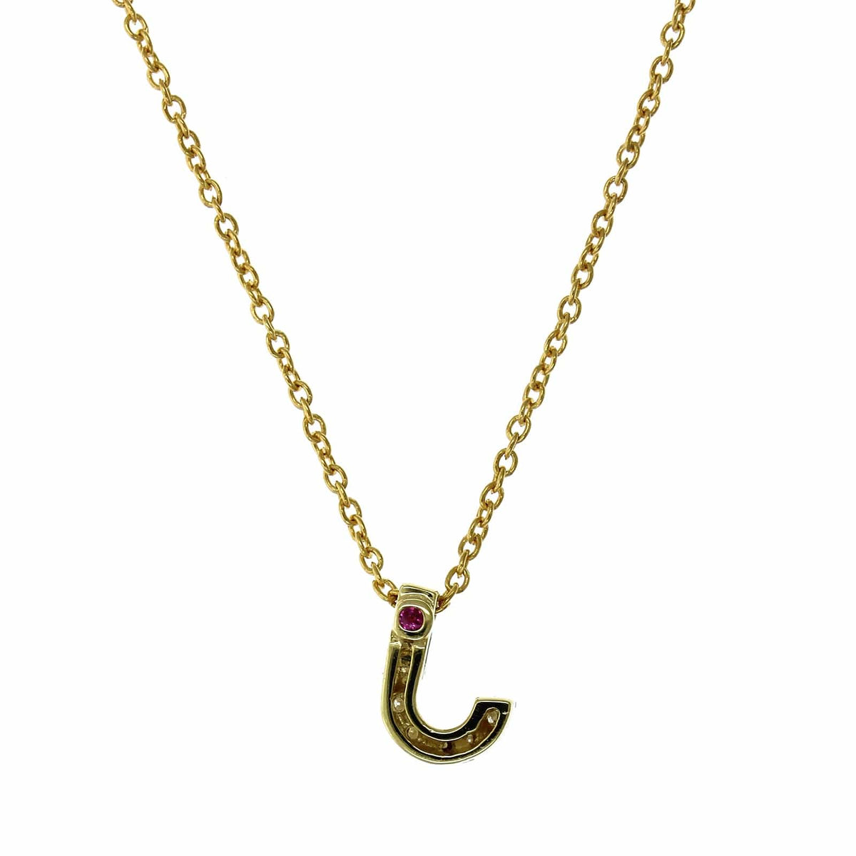 Roberto Coin 18K Yellow Gold "J" Initial Diamond Necklace