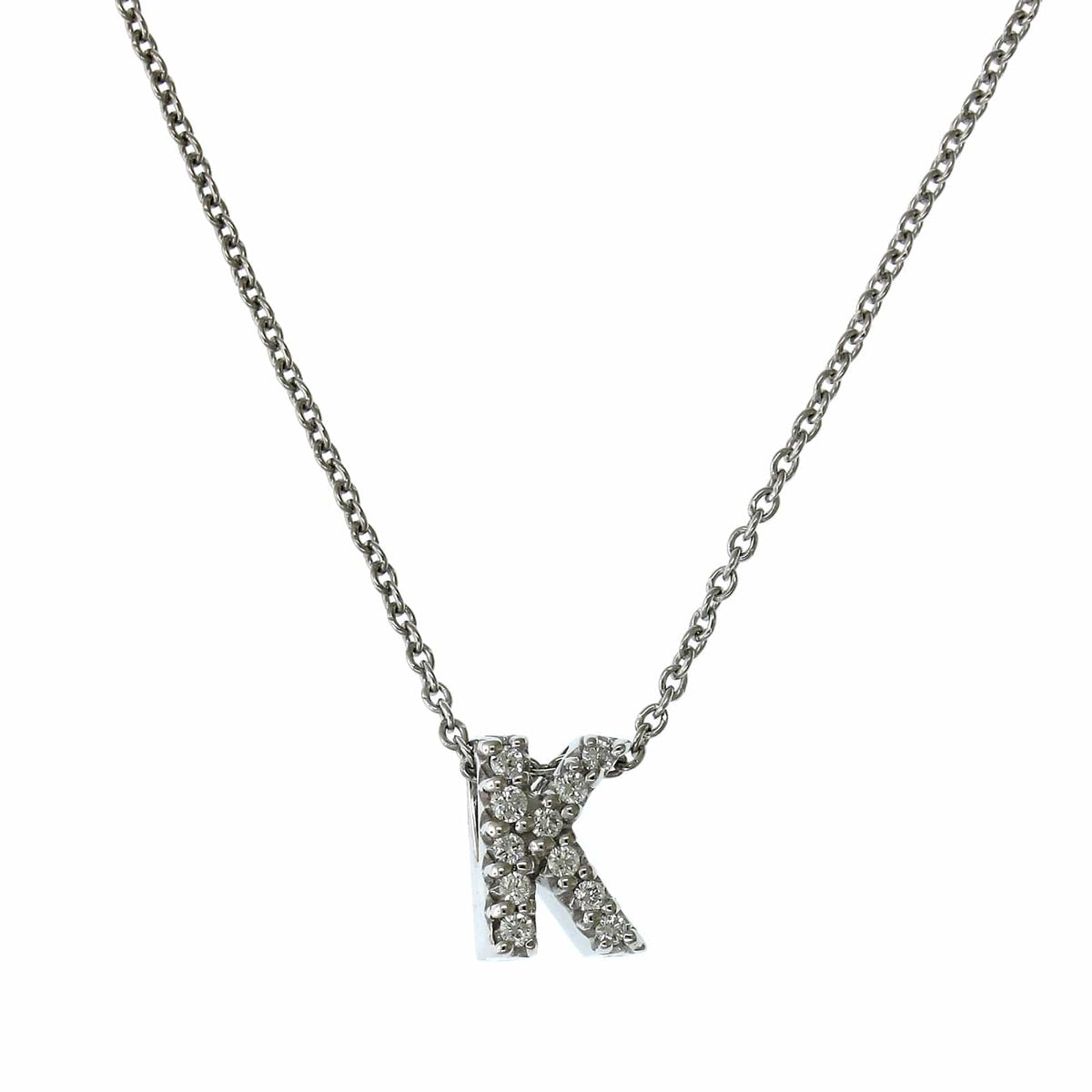 Roberto Coin 18K White Gold "K" Initial Diamond Necklace