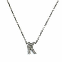 Roberto Coin 18K White Gold "K" Initial Diamond Necklace