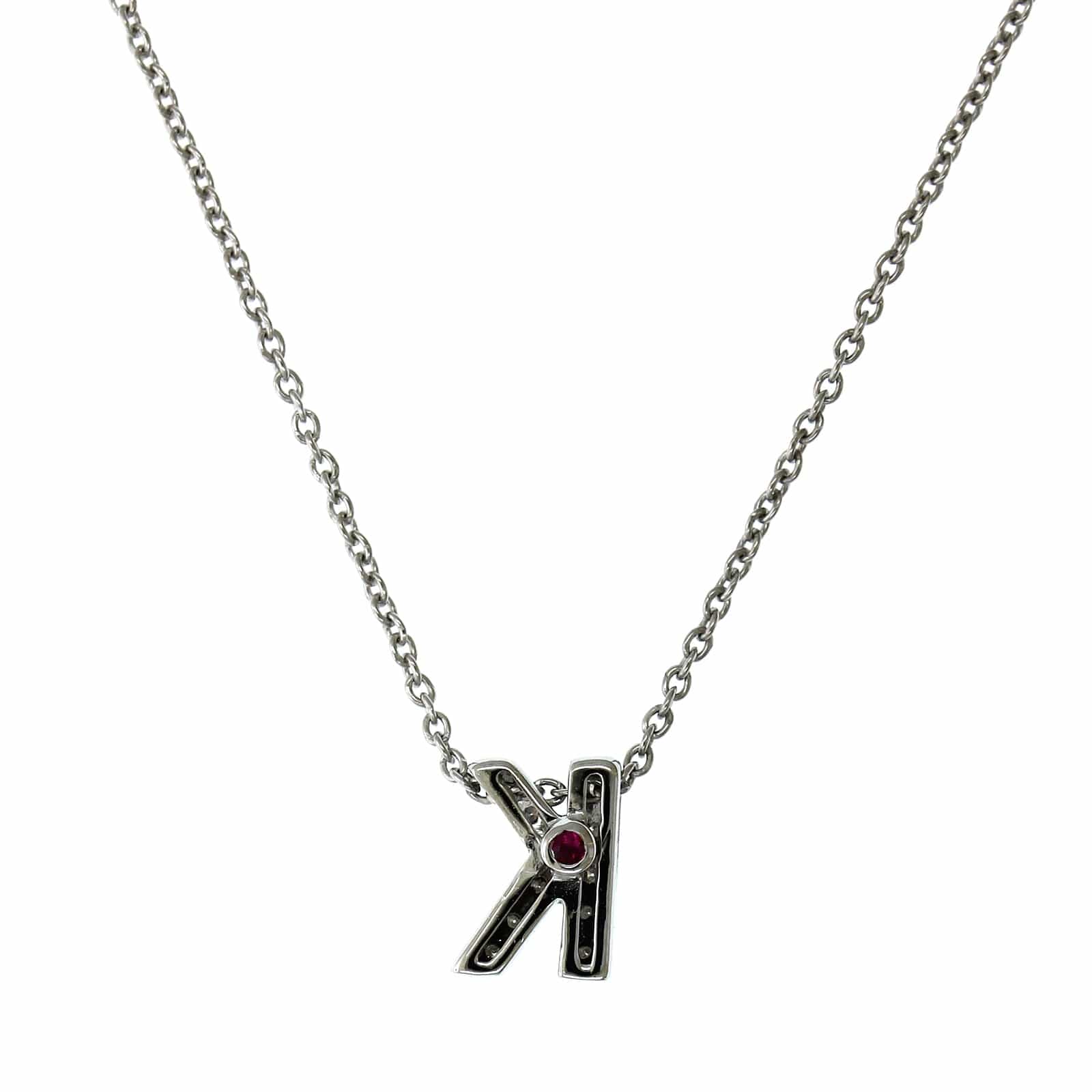 Roberto Coin 18K White Gold "K" Initial Diamond Necklace
