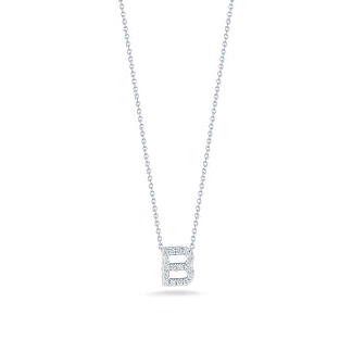 Roberto Coin 18K White Gold "B" Initial Diamond Necklace
