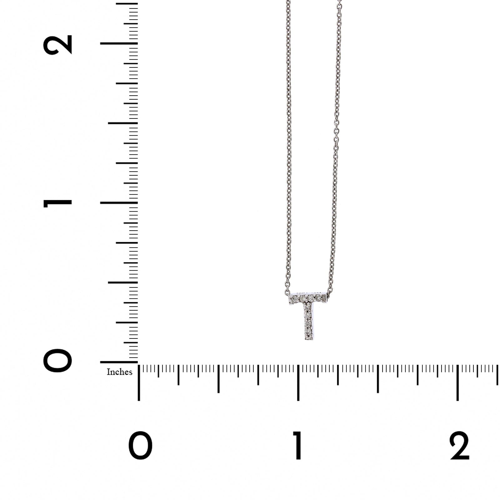 Roberto Coin 18K White Gold "T" Initial Diamond Necklace