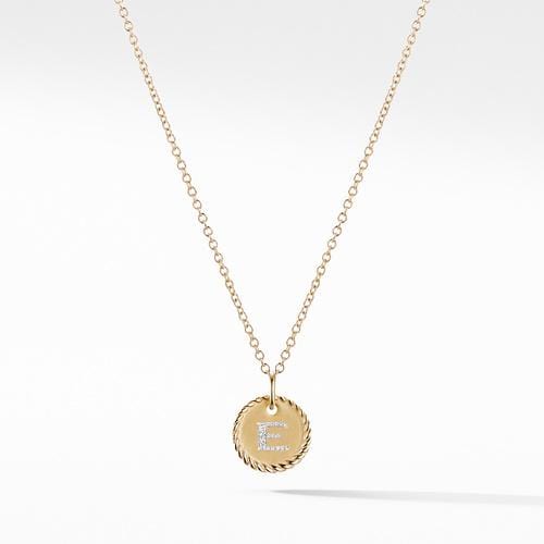 "E" Pendant with Diamonds in Gold on Chain