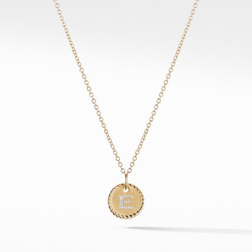 "E" Pendant with Diamonds in Gold on Chain