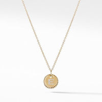 "E" Pendant with Diamonds in Gold on Chain