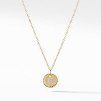 "E" Pendant with Diamonds in Gold on Chain