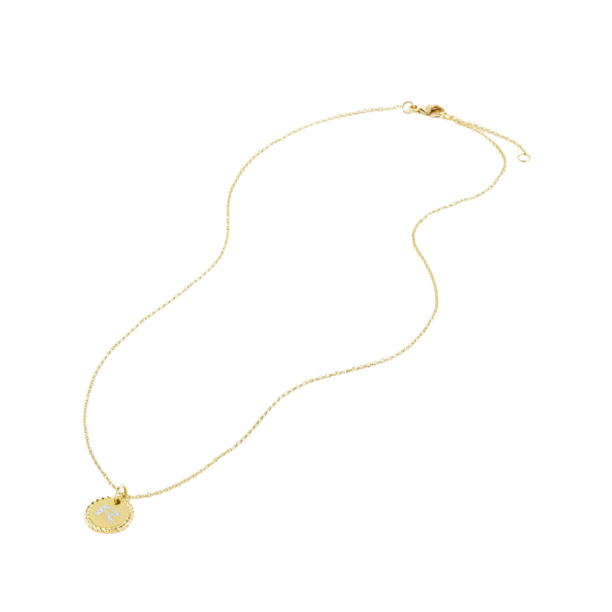 Initial Charm Necklace with Diamonds in 18K Gold