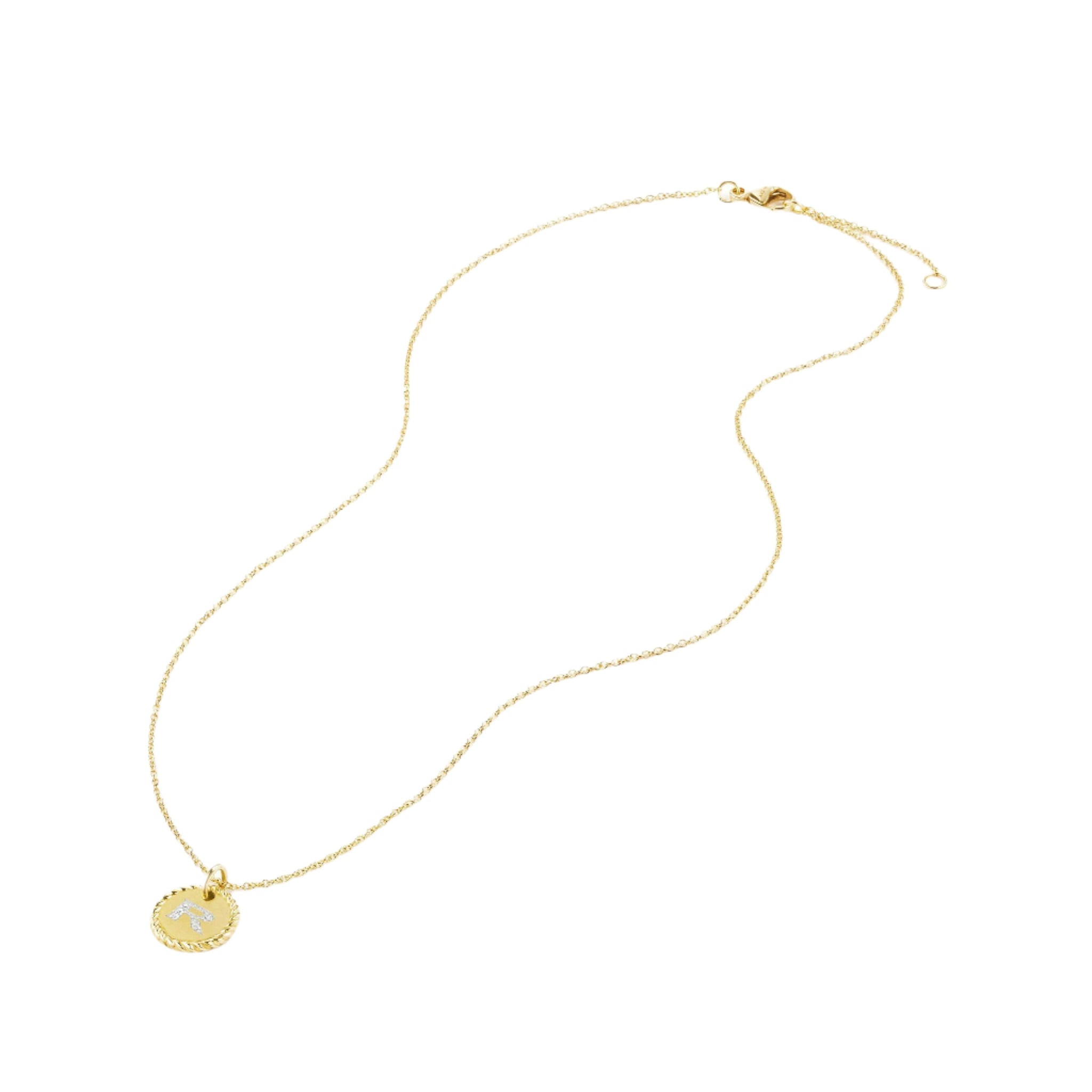 Initial Charm Necklace with Diamonds in 18K Gold