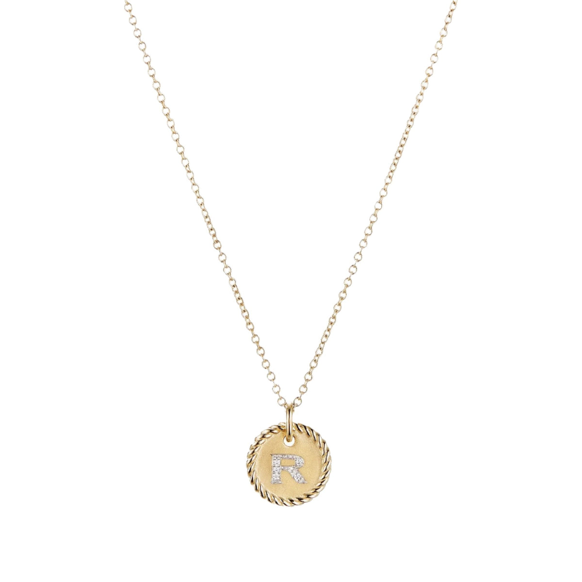 Initial Charm Necklace with Diamonds in 18K Gold