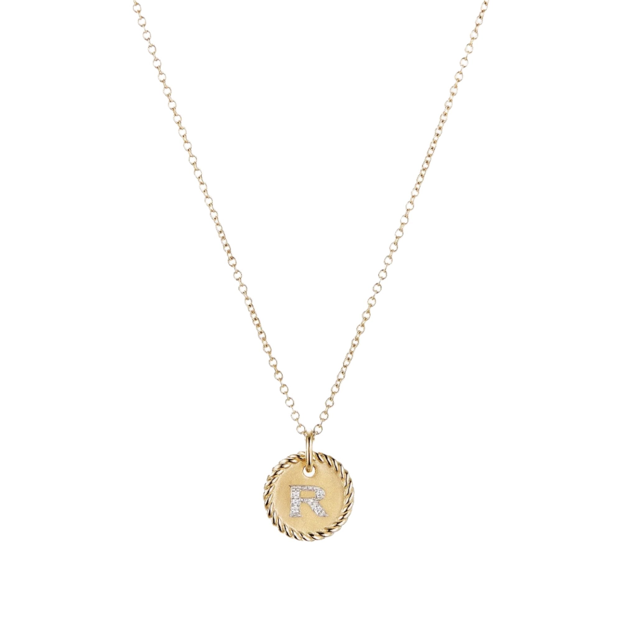 Initial Charm Necklace with Diamonds in 18K Gold