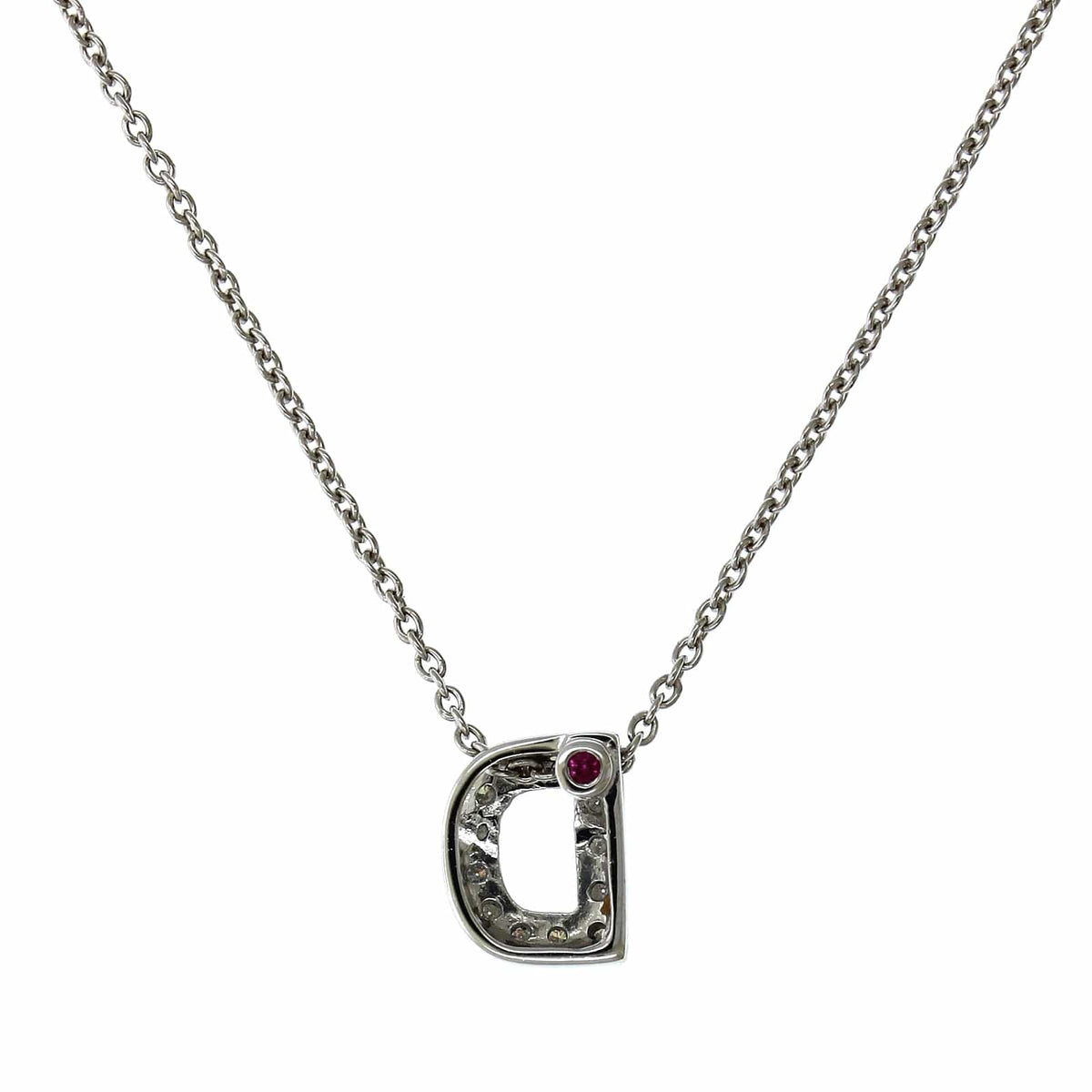 Roberto Coin 18K White Gold "D" Initial Diamond Necklace