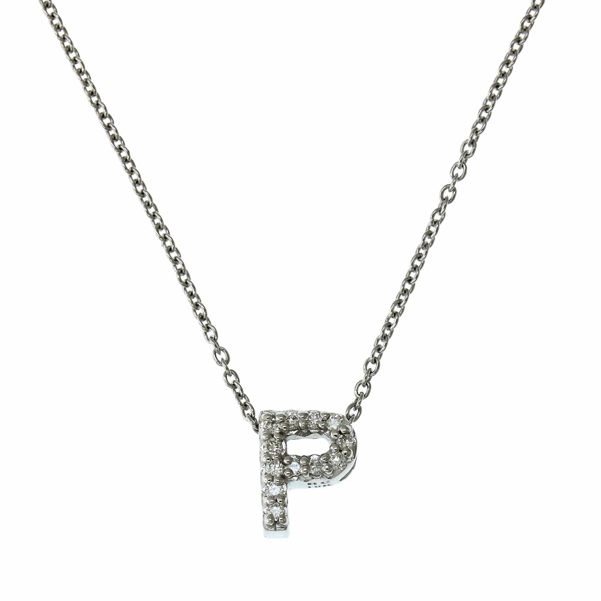 Roberto Coin 18K White Gold "P" Initial Diamond Necklace