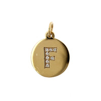 14K Yellow Gold "F" Diamond Disc Pendant Only