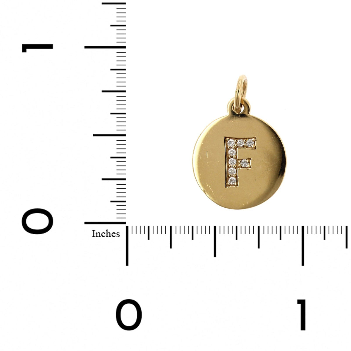 14K Yellow Gold "F" Diamond Disc Pendant Only