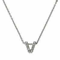 Roberto Coin 18K White Gold "V" Initial Diamond Necklace