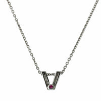 Roberto Coin 18K White Gold "V" Initial Diamond Necklace