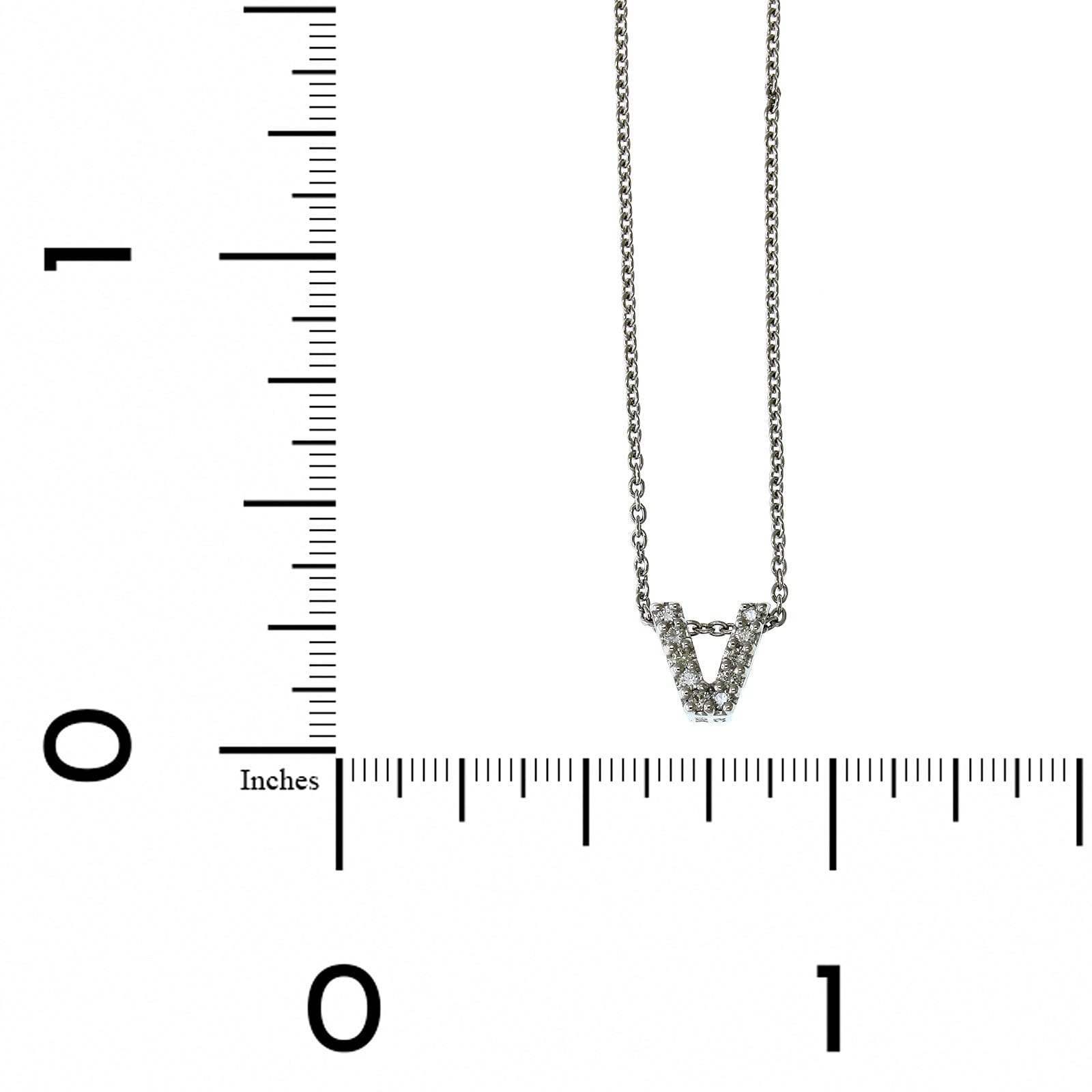 Roberto Coin 18K White Gold "V" Initial Diamond Necklace